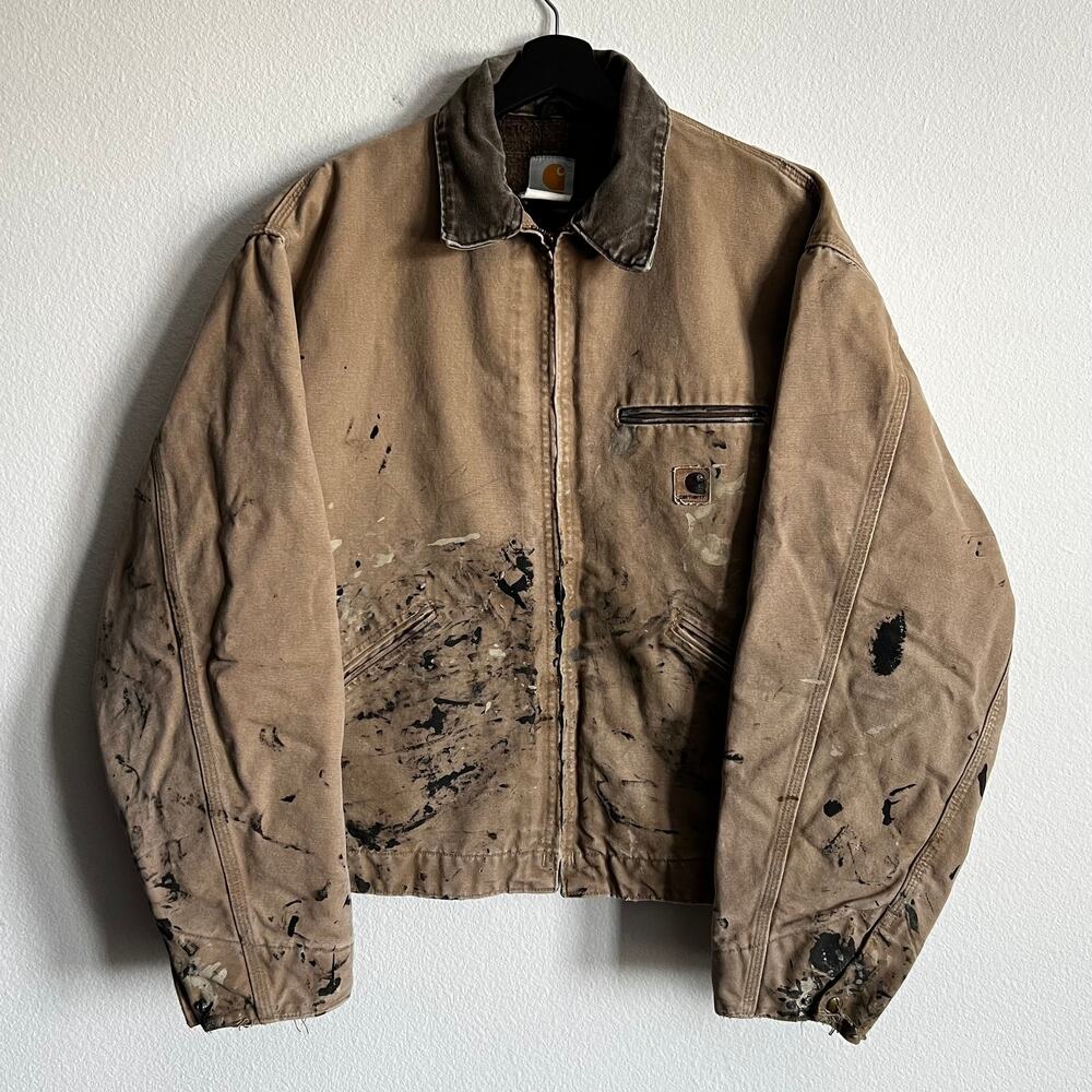 Carhartt brown painted Detroit work wear jacket
